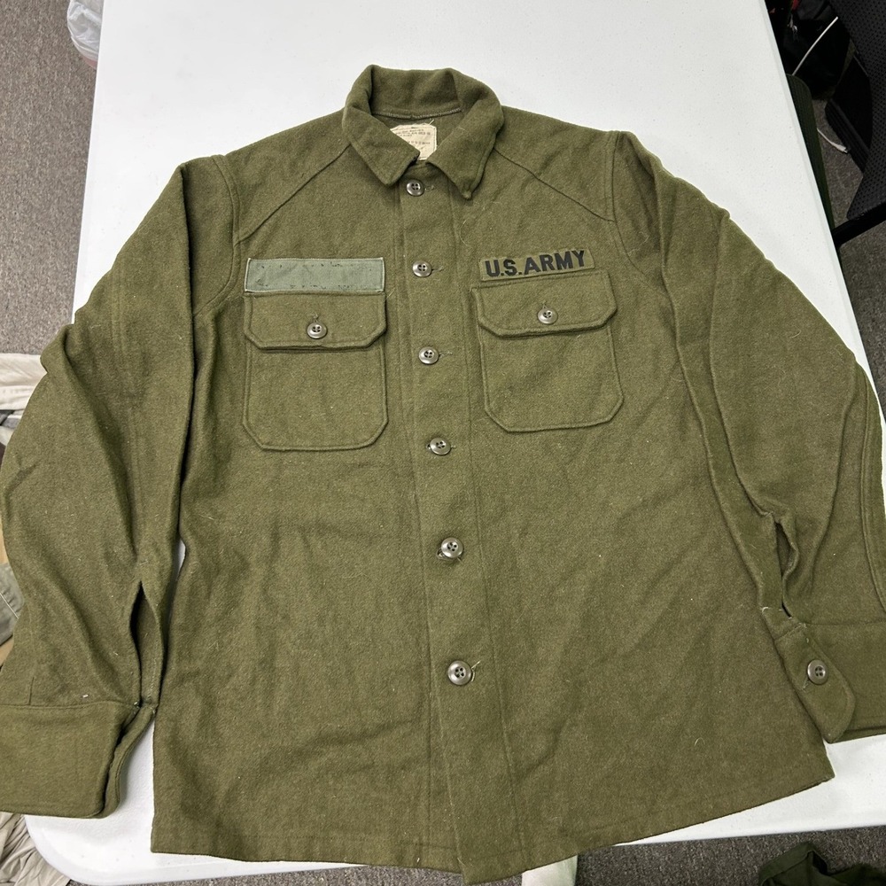US Army Field Shirt Mens Small Green Wool Nylon OG-108 1976 Kings Point H1